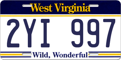 WV license plate 2YI997