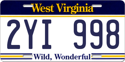 WV license plate 2YI998