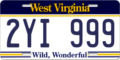 WV license plate 2YI999