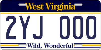 WV license plate 2YJ000