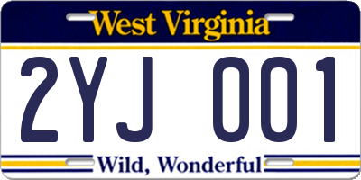 WV license plate 2YJ001