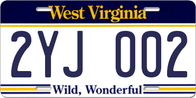WV license plate 2YJ002