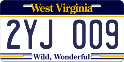 WV license plate 2YJ009