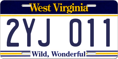 WV license plate 2YJ011
