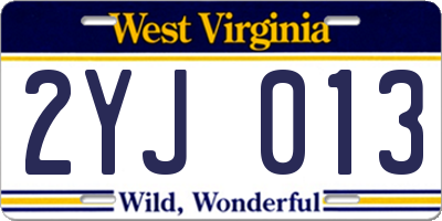WV license plate 2YJ013