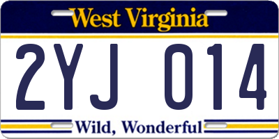 WV license plate 2YJ014
