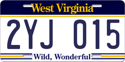WV license plate 2YJ015