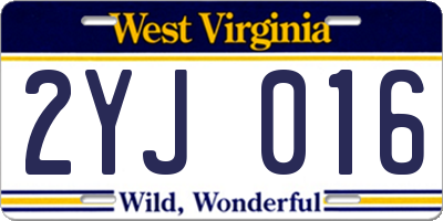 WV license plate 2YJ016