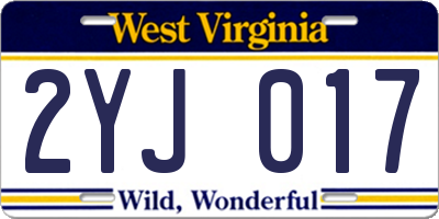 WV license plate 2YJ017