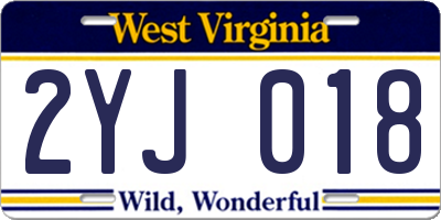 WV license plate 2YJ018