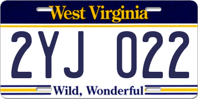 WV license plate 2YJ022