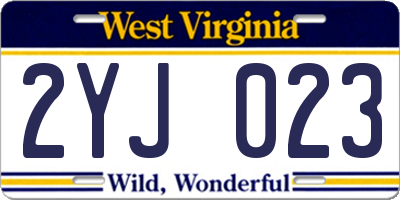 WV license plate 2YJ023