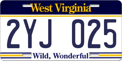 WV license plate 2YJ025