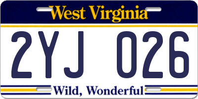 WV license plate 2YJ026