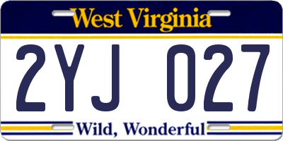 WV license plate 2YJ027