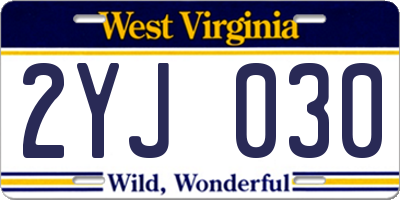 WV license plate 2YJ030