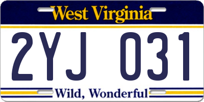 WV license plate 2YJ031