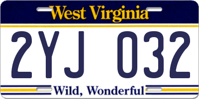 WV license plate 2YJ032