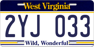 WV license plate 2YJ033