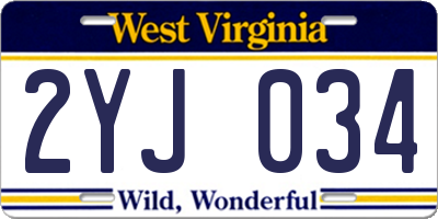 WV license plate 2YJ034