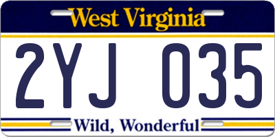WV license plate 2YJ035