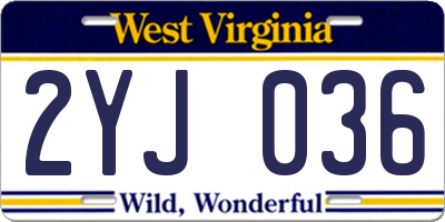WV license plate 2YJ036