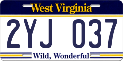 WV license plate 2YJ037
