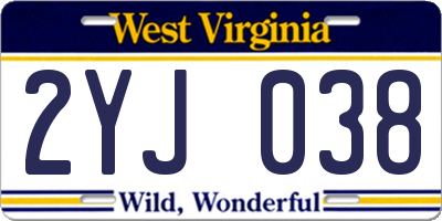 WV license plate 2YJ038