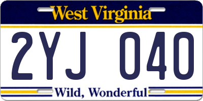 WV license plate 2YJ040