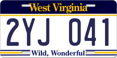 WV license plate 2YJ041