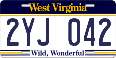 WV license plate 2YJ042