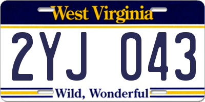 WV license plate 2YJ043