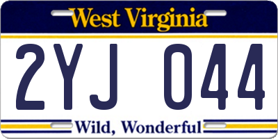 WV license plate 2YJ044