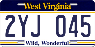 WV license plate 2YJ045