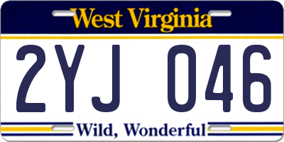 WV license plate 2YJ046
