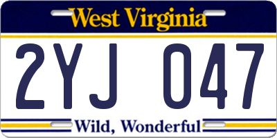 WV license plate 2YJ047