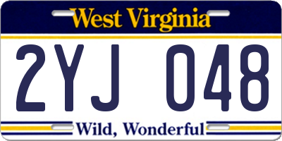 WV license plate 2YJ048