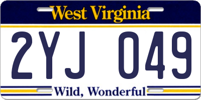 WV license plate 2YJ049