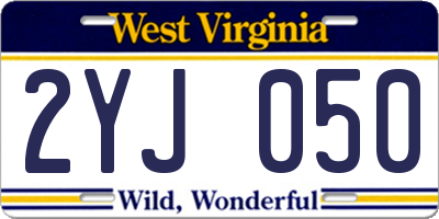 WV license plate 2YJ050