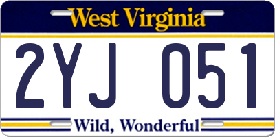 WV license plate 2YJ051