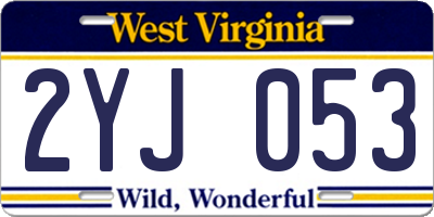 WV license plate 2YJ053