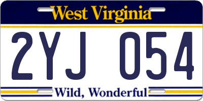 WV license plate 2YJ054