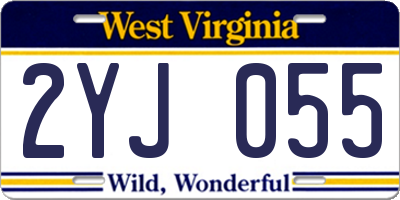 WV license plate 2YJ055