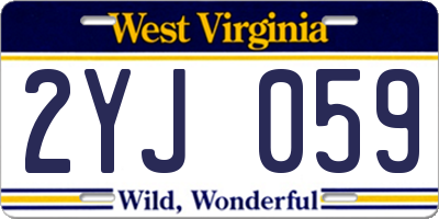 WV license plate 2YJ059