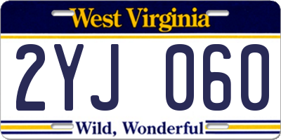 WV license plate 2YJ060