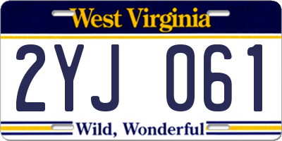 WV license plate 2YJ061