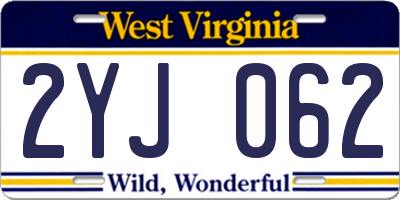 WV license plate 2YJ062