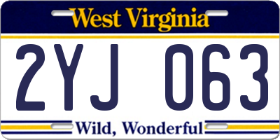 WV license plate 2YJ063