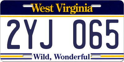 WV license plate 2YJ065