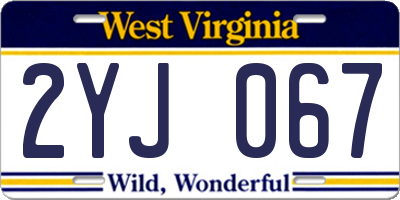 WV license plate 2YJ067